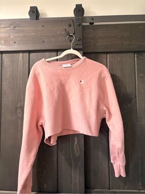 Champion Pink Cropped Crewneck Sweatshirt